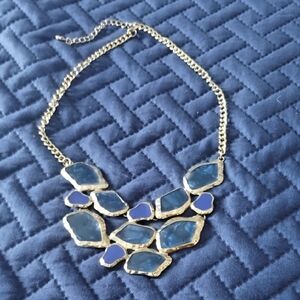 Elegant Gold and Blue Statement Necklace